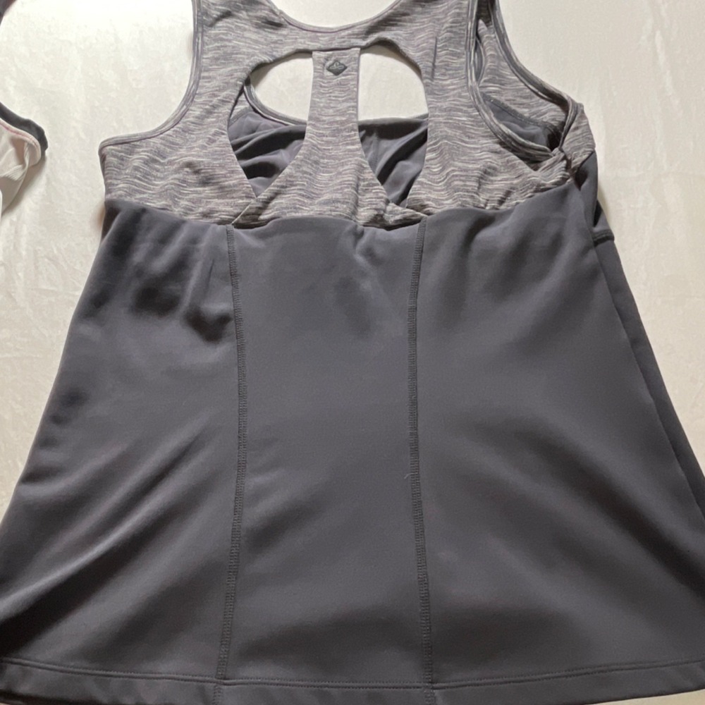 Reflex Women's Gray Black Racerback Sleeveless Athletic Tank S/M